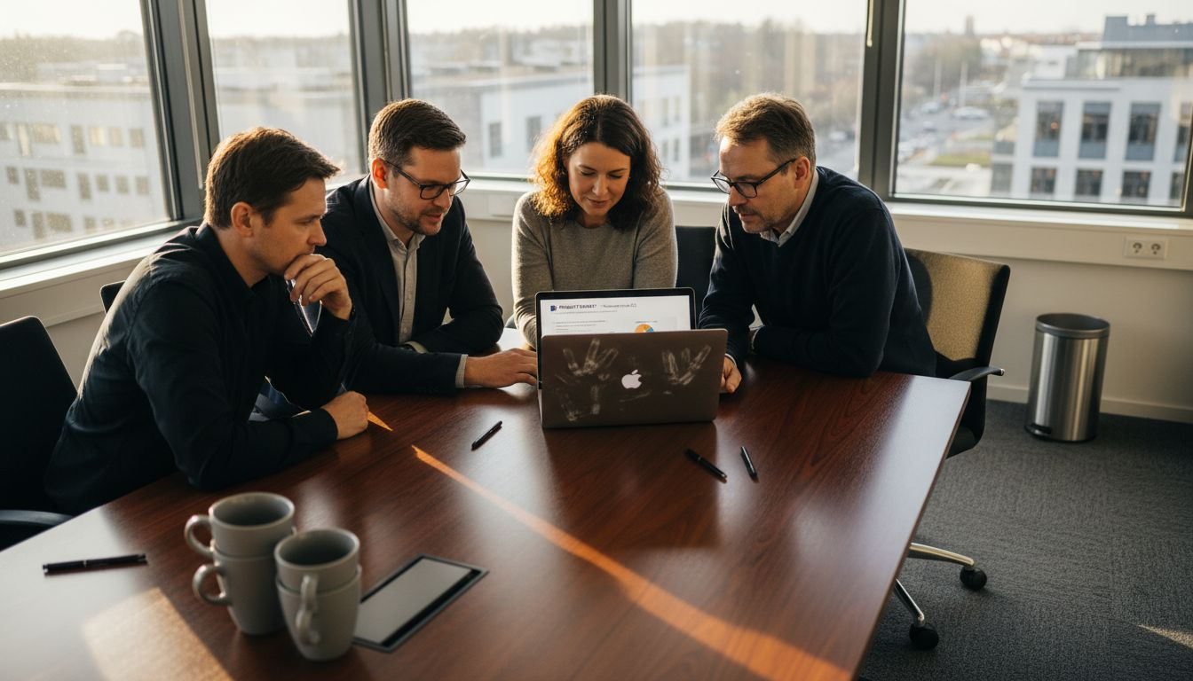 Ledningen samlas runt konferensbordet för att diskutera aktuella frågor kring IT-säkerhet.
