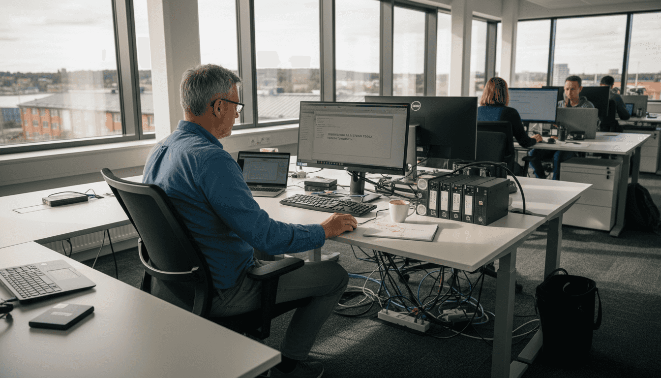 Företagets IT-ansvarige ser till att backuperna på kontoret fungerar som de ska.